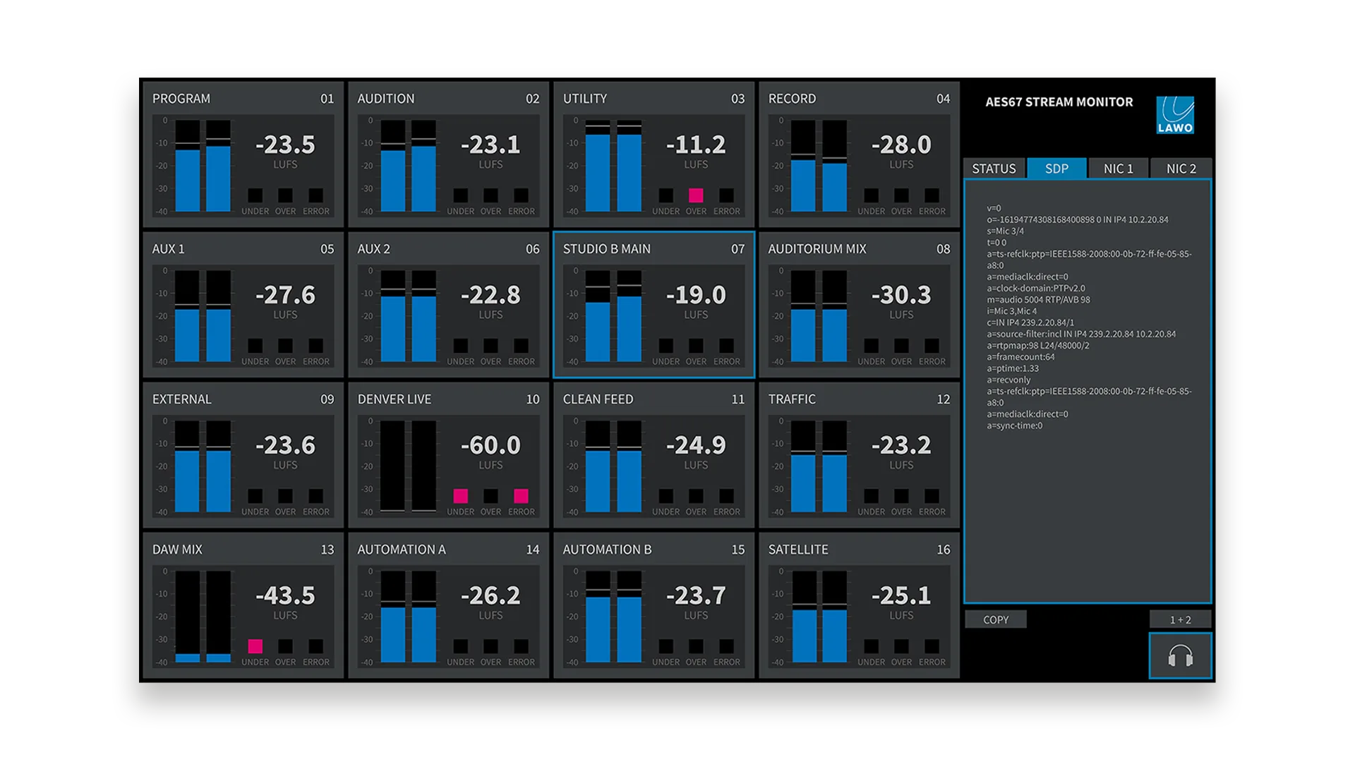 R3lay AES67 Stream Monitor